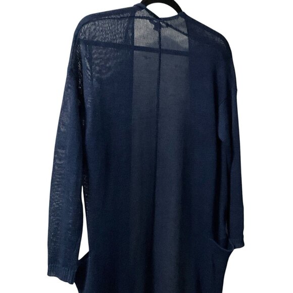 Acrobat Women's Navy Blue Maxi Open Front Cardigan Sweater Size M - Picture 4 of 9